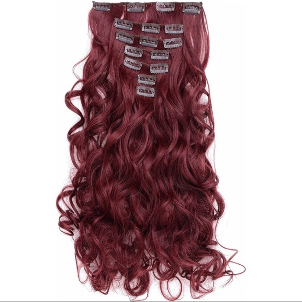 NEW RED WAVY 💖Hair  clip in Extensions💖